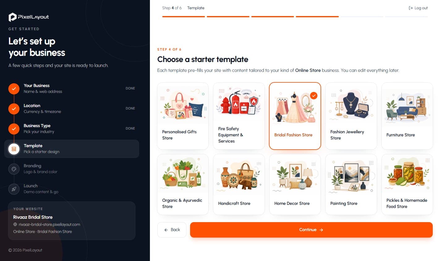 Choosing a starting template